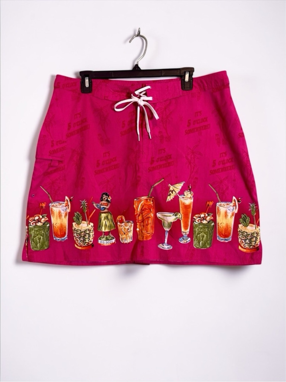 Big Dogs Tiki Cocktail Skirt XL Pink 5 O’Clock Somewhere Beachy Y2K - Picture 7 of 8